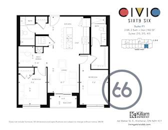  Floor Plan Two Bedroom + Den